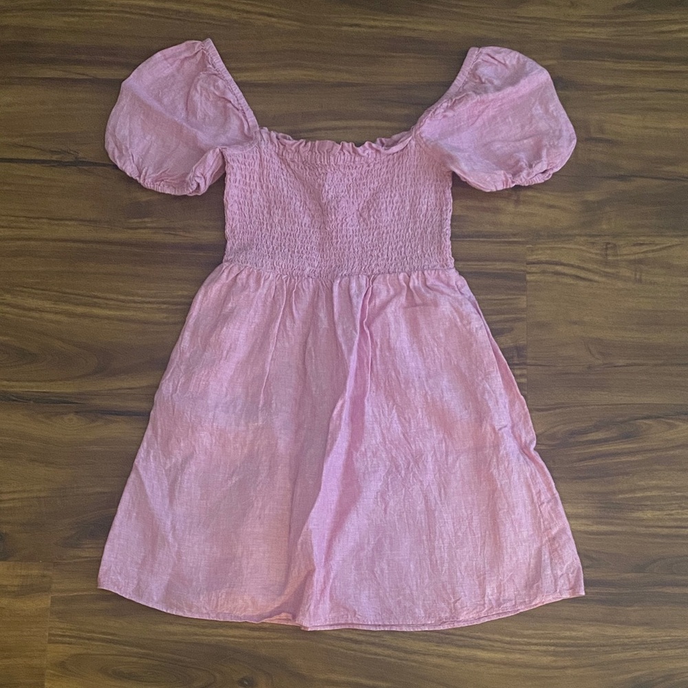 J Crew linen smocked dress